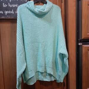 Free People Mint Green Women's Turtle Neck Sweater Small